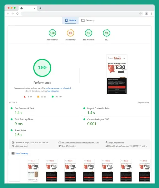 Mobile Page Speed Score